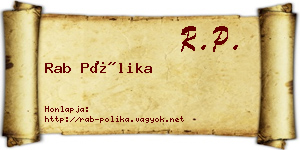 Rab Pólika névjegykártya